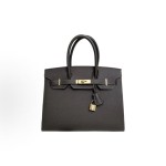 HERMES Birkin 30 Gold buckle platinum handbag 30 Women\'s Edition 46 Ebene ebony color